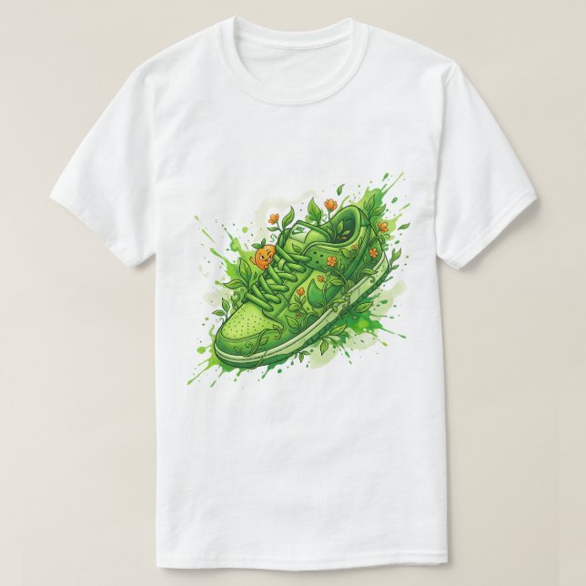 T-shirt Art de basket floral vert (Design devant)