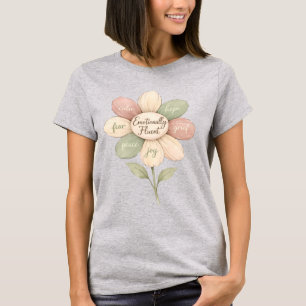 T-shirt Art de bien-être à l'aquarelle de fleurs fluides é