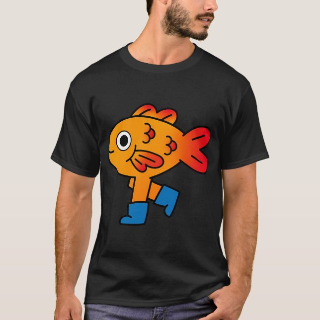 T-shirt art de bottes de poisson doré (Devant)