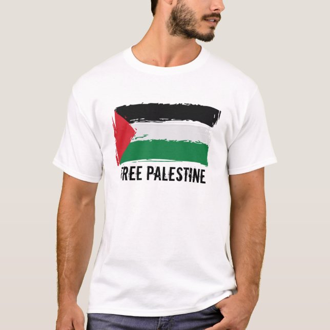 T-shirt Art de brosse de drapeau de la Palestine - (Devant)