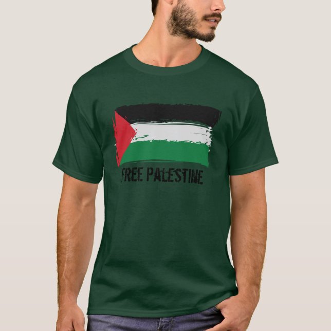 T-shirt Art de brosse de drapeau de la Palestine - (Devant)