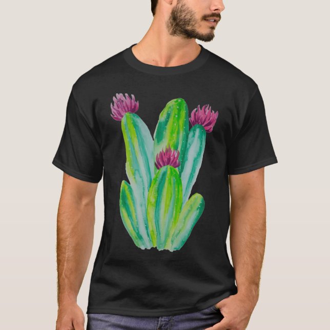 T-shirt Art de cactus à l'aquarelle (Devant)