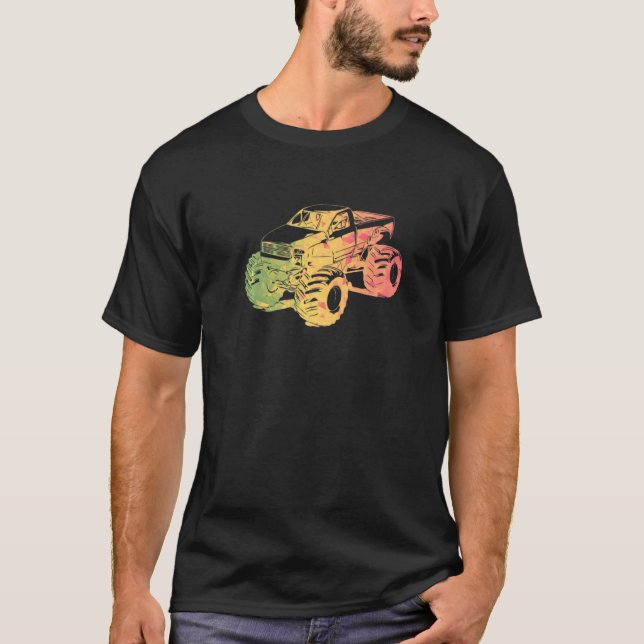 T-shirt Art de camion monstre coloré (Devant)
