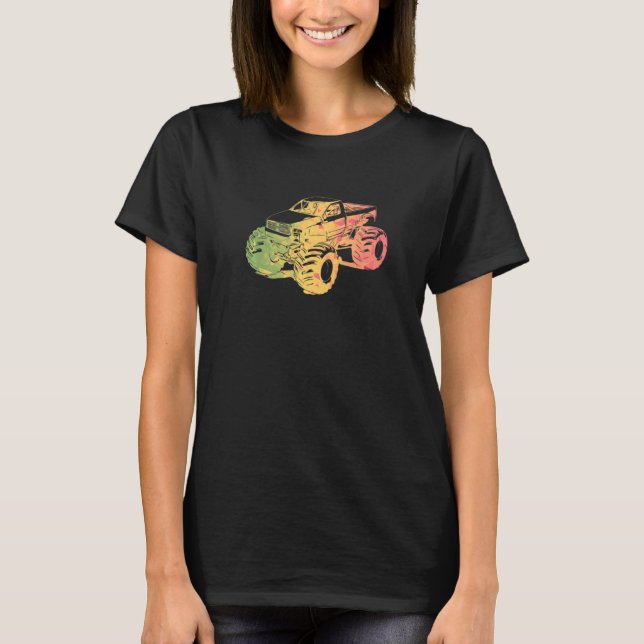 T-shirt Art de camion monstre coloré (Devant)
