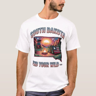 T-shirt Art de camping vintage South Dakota, trouvez votre