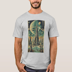 T-shirt Art de carte postale d'une ville extraterrestre ré