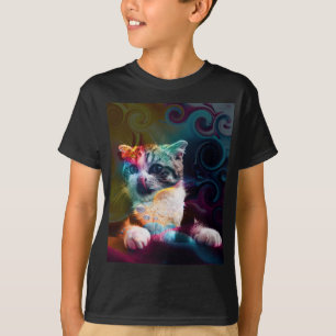 T-SHIRT ART DE CHAT COLORÉ DRÔLE ET TENDANCE