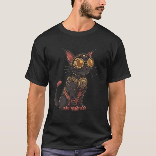 T-shirt Art de chat steampunk (Devant)