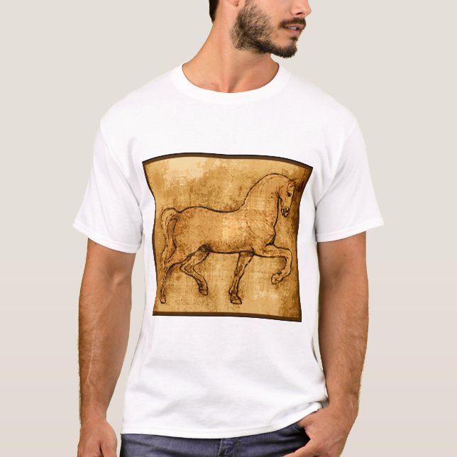 T-shirt Art de cheval de Leonardo da Vinci (Devant)