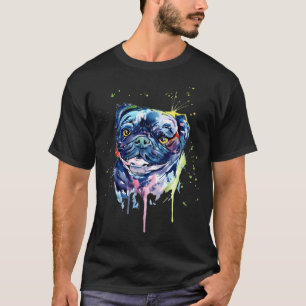 T-shirt Art de chien Carlin Coloré