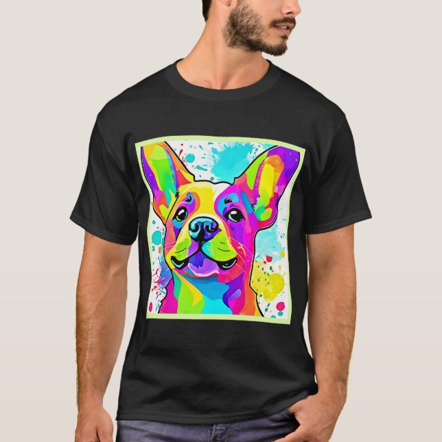 T-shirt Art de chiot Bouledogue Français vibrant (Devant)
