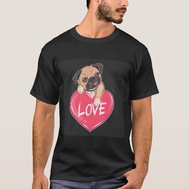 T-shirt Art de chiot Saint-Valentin de Pug (Devant)