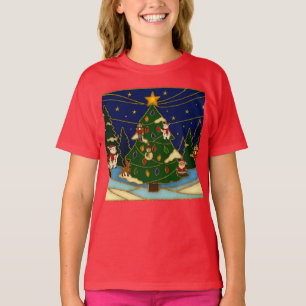 T-shirt Art de cloisonné Forêt fantaisiste Noël classique