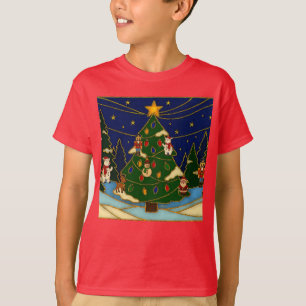 T-shirt Art de cloisonné Forêt fantaisiste Noël classique