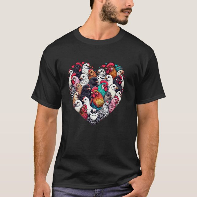 T-shirt Art de cœur de poulet mignon (Devant)