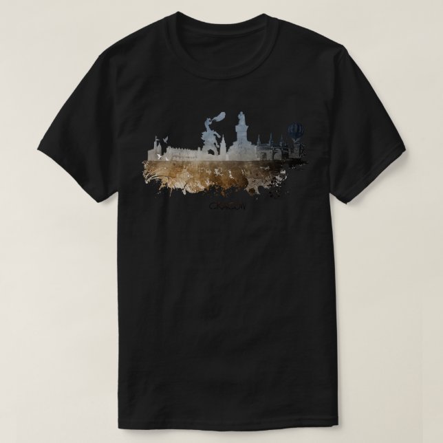 T-shirt Art de Cracovie skyline Cracovie (Design devant)