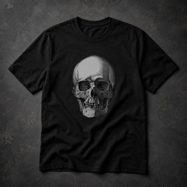 T-shirt Art de crâne noir et blanc  (Créateur téléchargé)