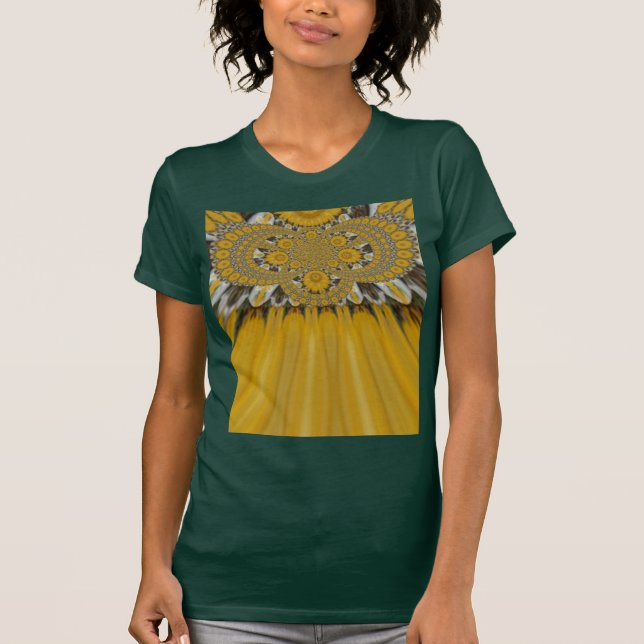 T-shirt Art de design Motif à fleurs jaunes dorées (Devant)