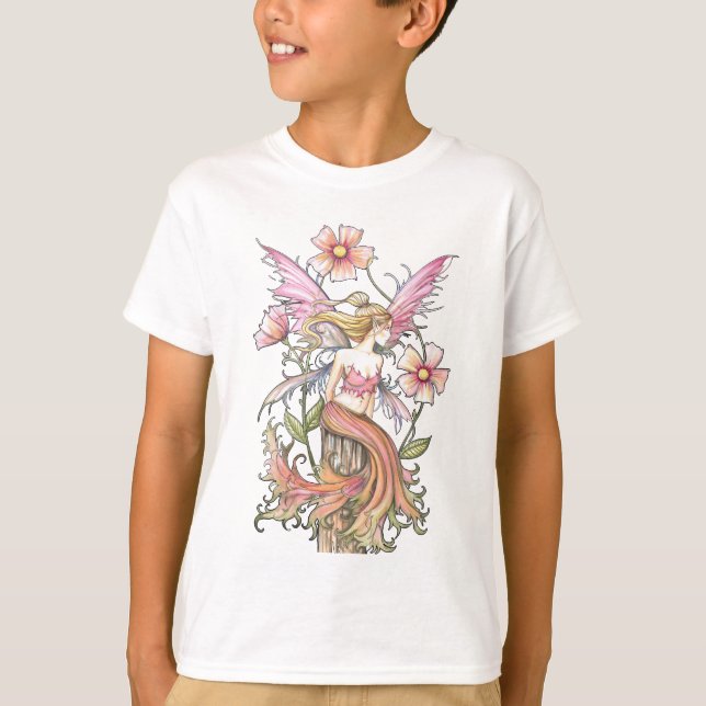 T-shirt Art de Fée Fleur Rose (Devant)