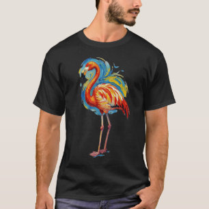 T-shirt Art de flamant rose abstrait aux coups de pinceau