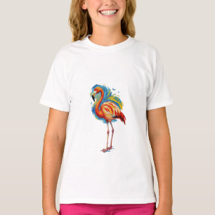 T-shirt Art de flamant rose abstrait aux coups de pinceau