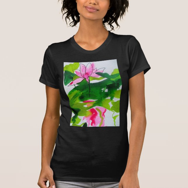 T-shirt Art de fleur d'aquarelle abstraite de nénuphar (Devant)