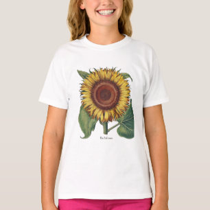 T-shirt Art de fleur de damas vintage tournesol