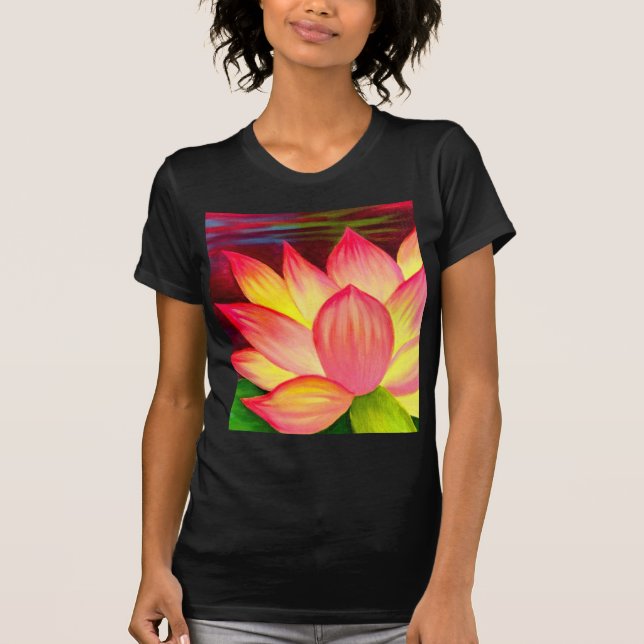T-shirt Art de fleur de nénuphar de Lotus de Chinois - (Devant)