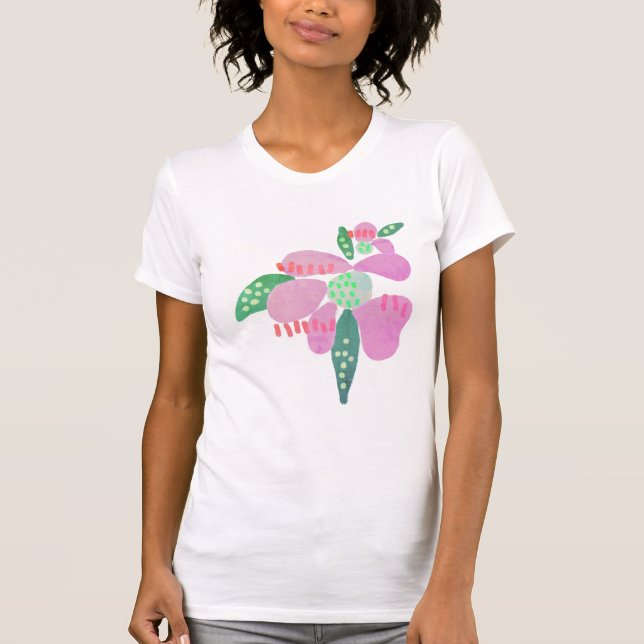 T-shirt Art de fleurs abstraites funky à porter (Devant)