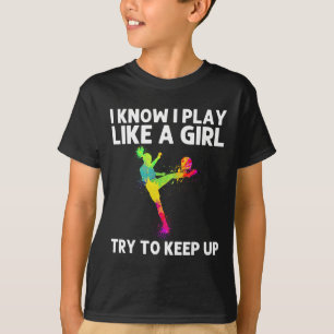T-shirt Art de football drôle pour femmes filles joueuses