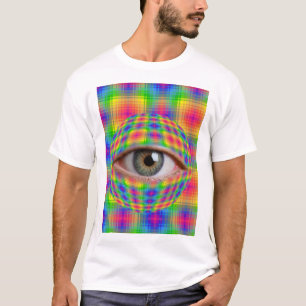 T-shirt Art de globe oculaire tripant Œil à carreaux arc