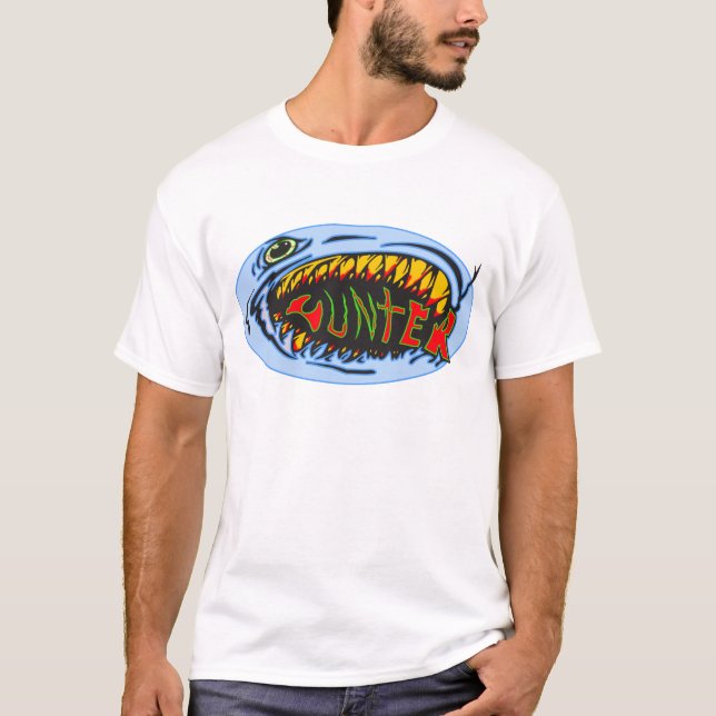 T-shirt Art de graffiti de chasseur de requin (Devant)