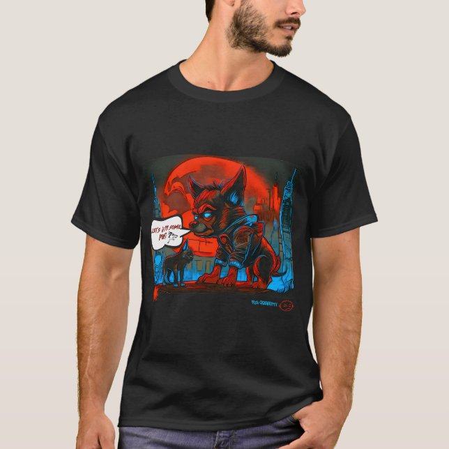 T-shirt Art de graffiti de pug et de loup-garou 11 (Devant)