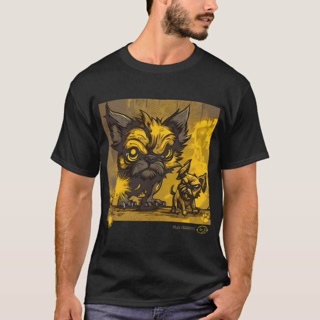 T-shirt Art de graffiti de pug et de loup-garou 2 (Devant)