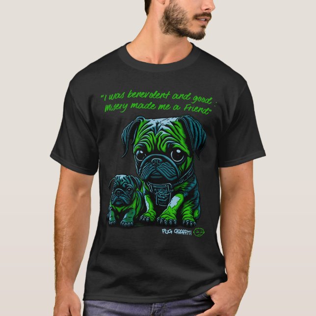 T-shirt Art de graffiti de Pug et Frankenstein (Devant)