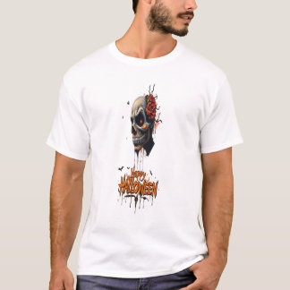 T-shirt art de graffiti de visage d'Halloween pour hommes 