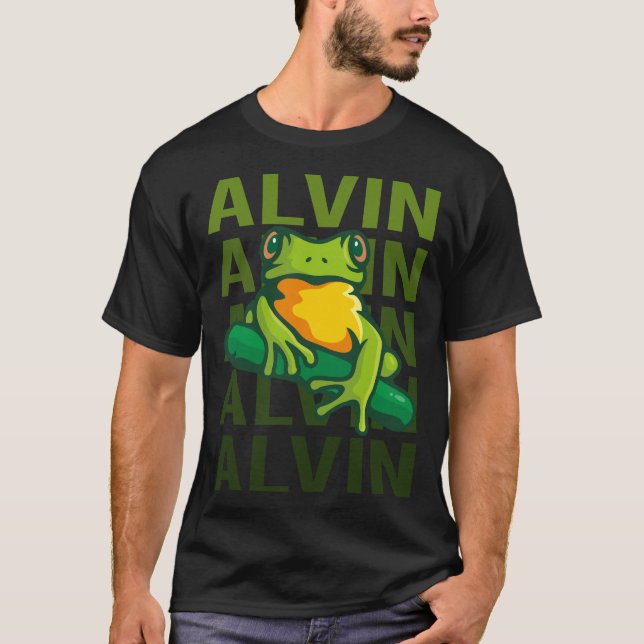 T-shirt Art de grenouille - Nom Alvin (Devant)