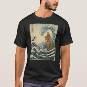 T-shirt Art de la gravure sur bois japonaise Chat Moine Do