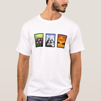 T-shirt Art de la nature vibre - fleur, montagne, coucher