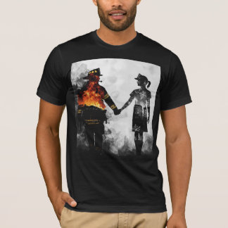T-shirt Art de la silhouette du couple infirmière et pompi