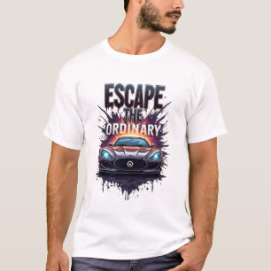 T-shirt Art de la vitesse de voiture de sport néon échappa
