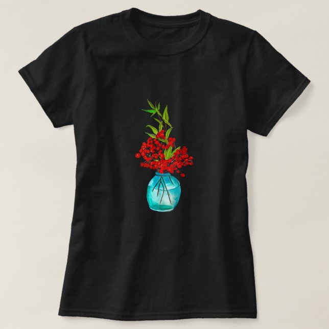 T-shirt Art de l'aquarelle Red Berries (Design devant)