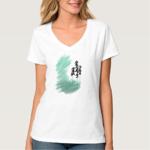 T-shirt art de l'arbre vert scandinave simple moderne ment