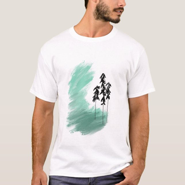 T-shirt art de l'arbre vert scandinave simple moderne ment (Devant)