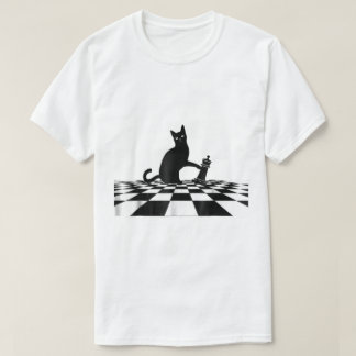 T-shirt Art de l'échec et mat du chat noir