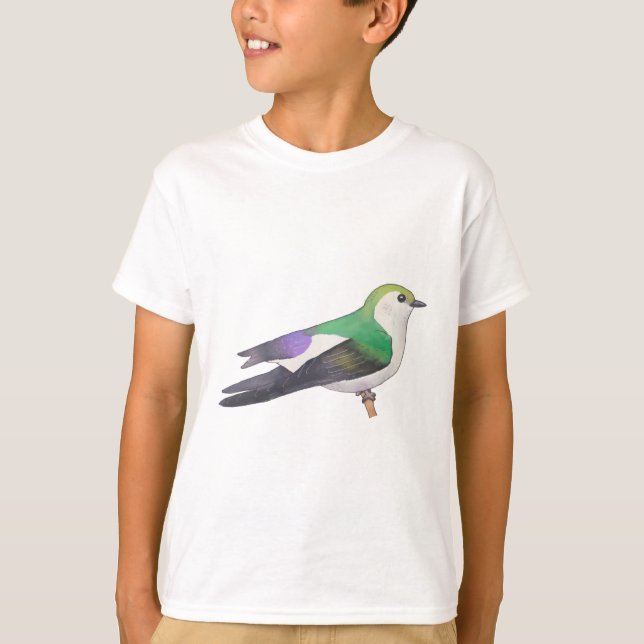 T-shirt Art de l'espèce d'oiseaux hirondelles violet-vert (Devant)