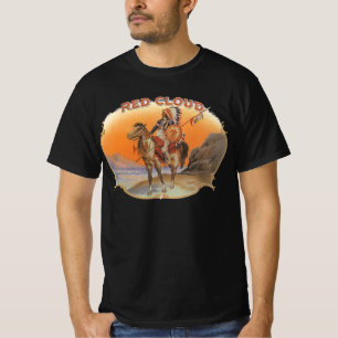 T-shirt Art de l'étiquette de cigare vintage, Indien Red C