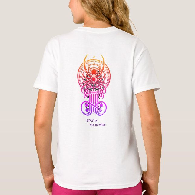 T-shirt Art de ligne d'araignée géométrique (Dos)