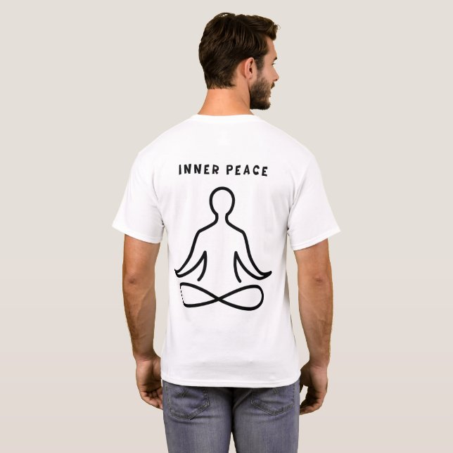 T-shirt Art de ligne de yoga minimaliste pour la paix inté (Dos entier)