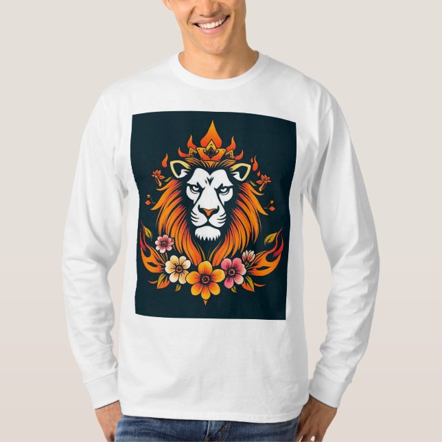 T-shirt Art de lion moderne (Devant)